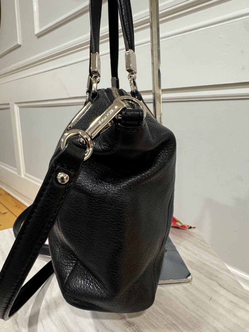 Coach Bag Madison Kelsey Small Black Pebbled Leather Satchel Crossbody Bag - Picture 6 of 17